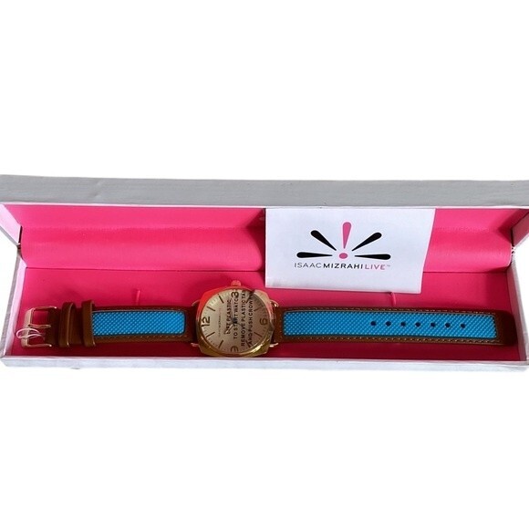 Isaac Mizrahi Live Genuine Leather Watch - Picture 1 of 7